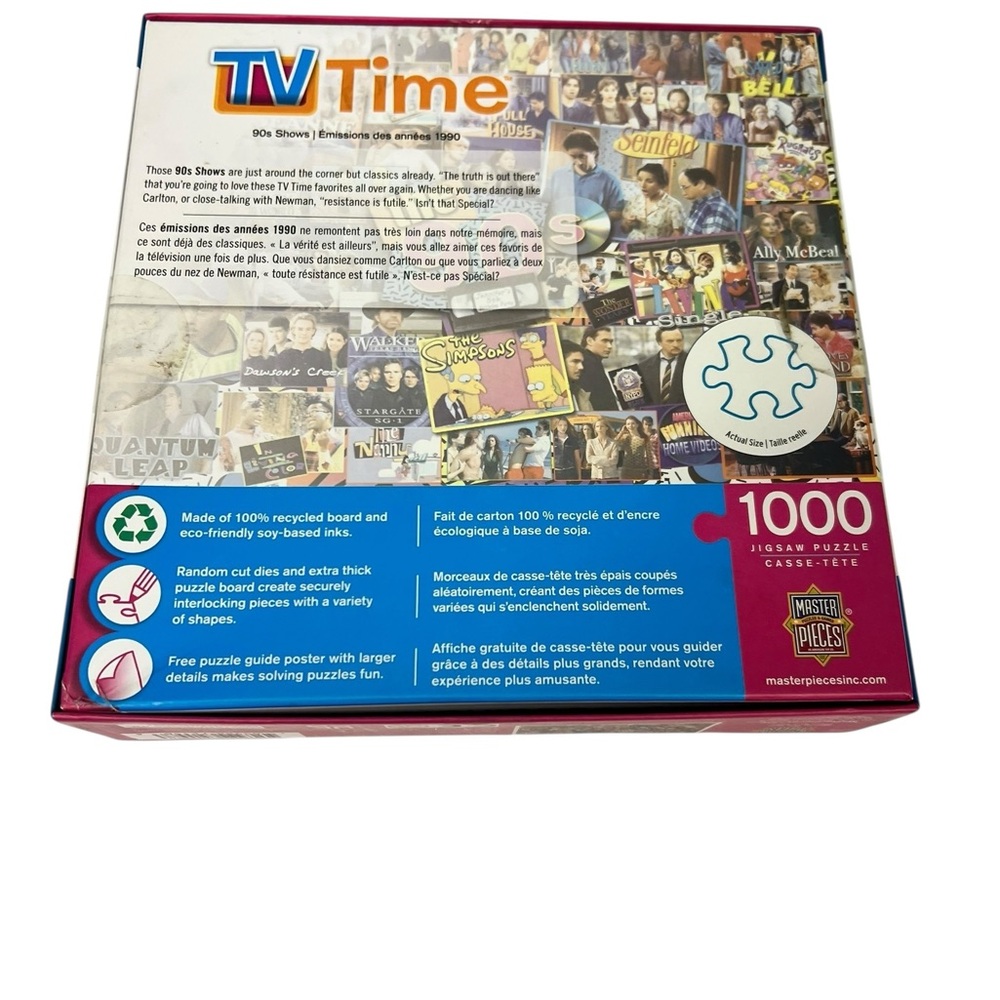 MasterPieces TV Time The 90s Shows 1000-Piece Jigsaw Puzzle w/ Bonus Poster - Picture 2 of 2